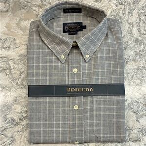 $179  Pendleton Men's Light Gray Plaid Lightweight Wool Shirt Brand New Classic